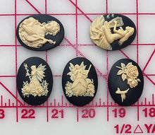 Load image into Gallery viewer, Set of 5 Whimsical Cameos Fairies Music Roses DIY