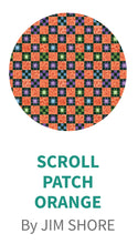 Load image into Gallery viewer, All Hallow's Eve Scroll Patch Orange Fabric by Jim Shore for Benartex