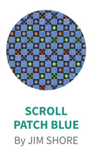 Load image into Gallery viewer, All Hallow's Eve Scroll Patch Blue Fabric by Jim Shore for Benartex