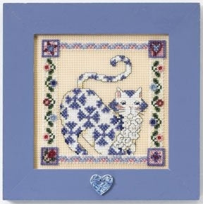 Cross Stitch Kit ~ Sapphire Quilted Cat