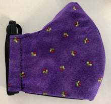 Load image into Gallery viewer, Fabric Face Mask - Purple & Tiny Roses