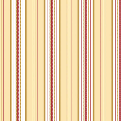 French Romance Simone Stripe Yellow/Red Fabric by Jan Shore