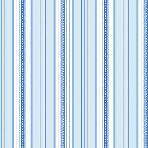 French Romance Simone Stripe Blue/White Fabric by Jan Shore