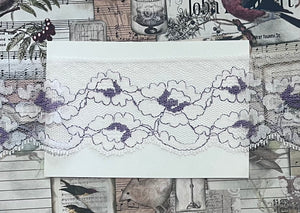 Beautiful Vintage Lilac and Lavender Floral Print Lace