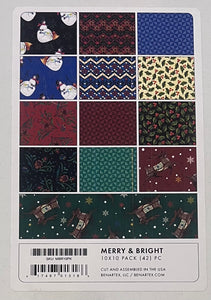 Merry and Bright Christmas Charm Pack 10" Fabric by Jim Shore for Benartex