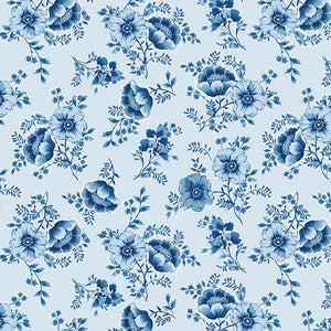 Bluesette Flower Light Blue ~ Fabric By The Yard / Half Yard/ Fat Quarter