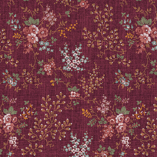 English Autumn Allover Vines Sangria  ~ Fabric By The Yard / Half Yard/ Fat Quarter