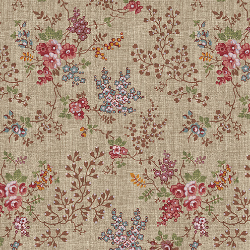 English Autumn Allover Vines Tan  ~ Fabric By The Yard / Half Yard/ Fat Quarter