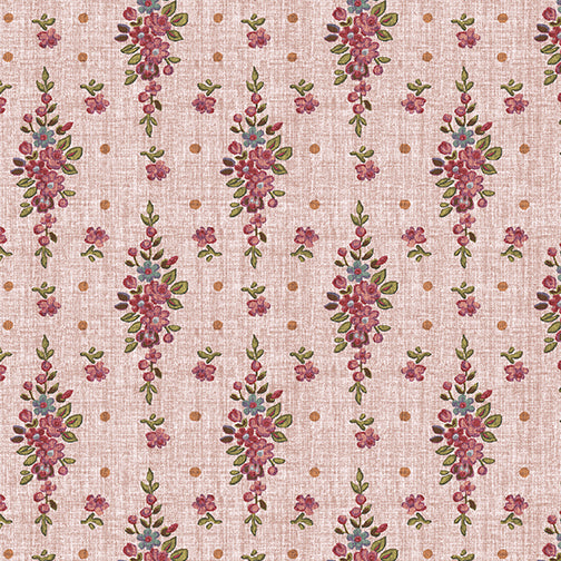 English Autumn Floral Stripe Light Rose  ~ Fabric By The Yard / Half Yard/ Fat Quarter