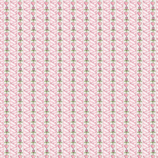 Garden Angels Heart Stripe Pink ~ Fabric By The Yard / Half Yard/ Fat Quarter