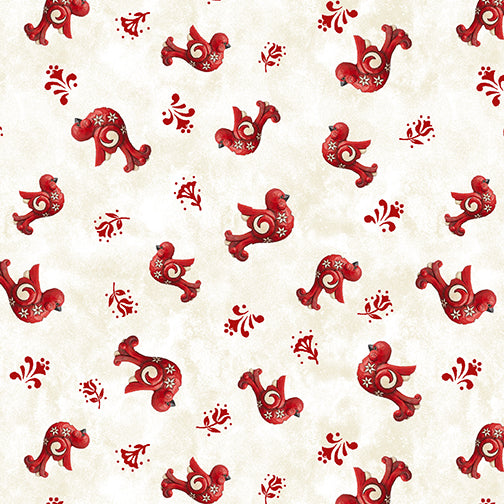 Nordic Noel Birds Cream  ~ Fabric By The Yard / Half Yard/ Fat Quarter