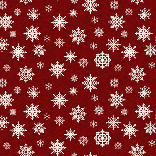 Nordic Noel Snowflake Dark Red  ~ Fabric By The Yard / Half Yard/ Fat Quarter