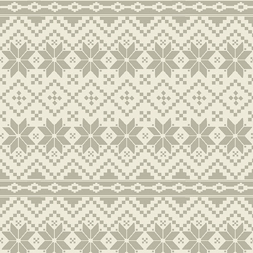 Nordic Noel Snowflake Star Cream/Grey  ~ Fabric By The Yard / Half Yard/ Fat Quarter