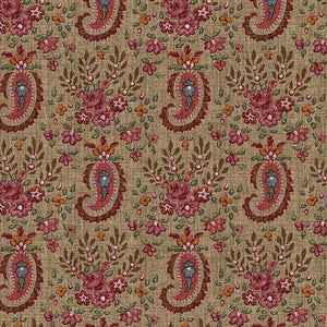 English Autumn Paisley Floral Dark Natural  ~ Fabric By The Yard / Half Yard/ Fat Quarter