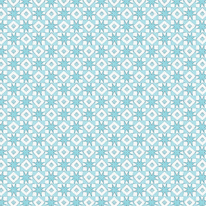 Garden Angels Quilted Geo Turquoise ~ Fabric By The Yard / Half Yard/ Fat Quarter