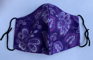 Fabric Face Mask -  Violette all over dark purple