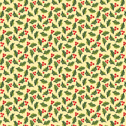 Merry & Bright Jolly Holly Butter ~ Fabric By The Yard / Half Yard/ Fat Quarter