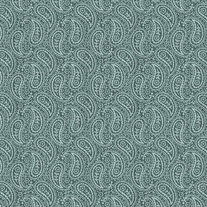 English Autumn Tonal Paisley Teal ~ Fabric By The Yard / Half Yard/ Fat Quarter