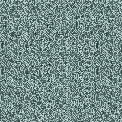 English Autumn Tonal Paisley Teal ~ Fabric By The Yard / Half Yard/ Fat Quarter